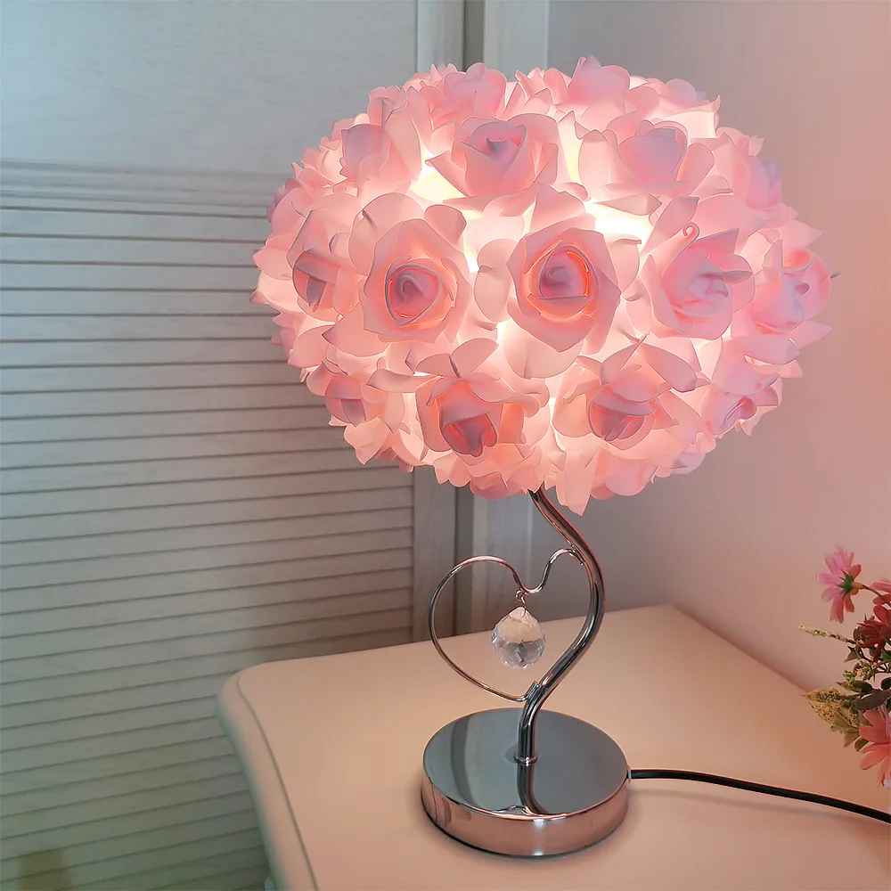 Sweet Rose Heart Crystal Bedside Night Light