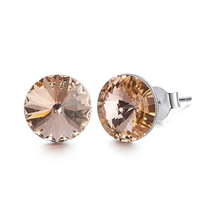 Simple Trendy Round Crystal Stud Earrings