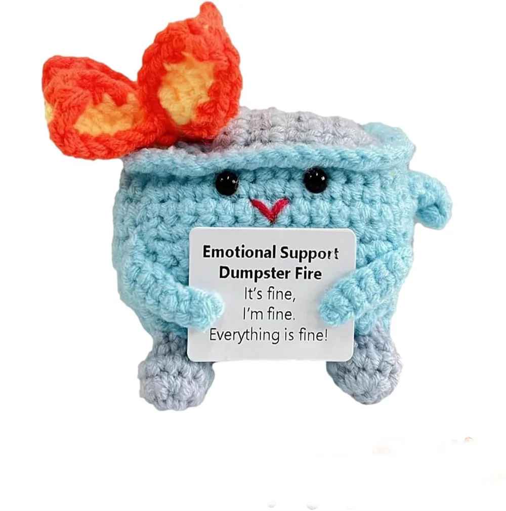 Cute Emotional Support Crochet Dumpster Fire Doll