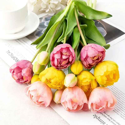 Eternal 40CM Silicone Artificial Tulip Flower Bouquet