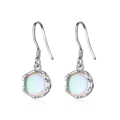 Round Moonstone Drop Earrings