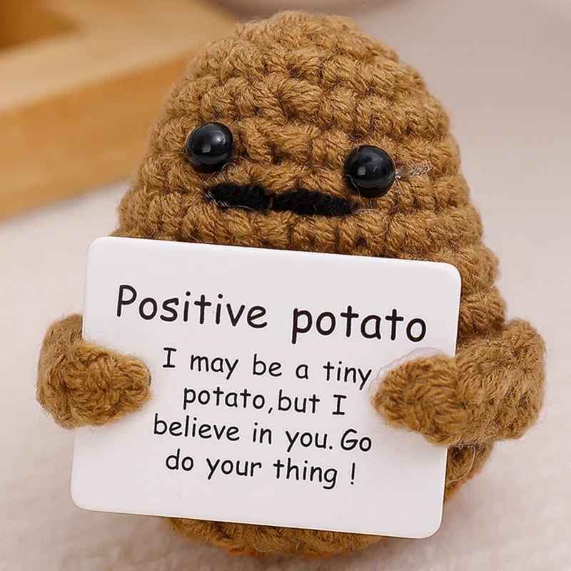 Cute Funny Emotional Support Positive Energy Potato Doll with Card