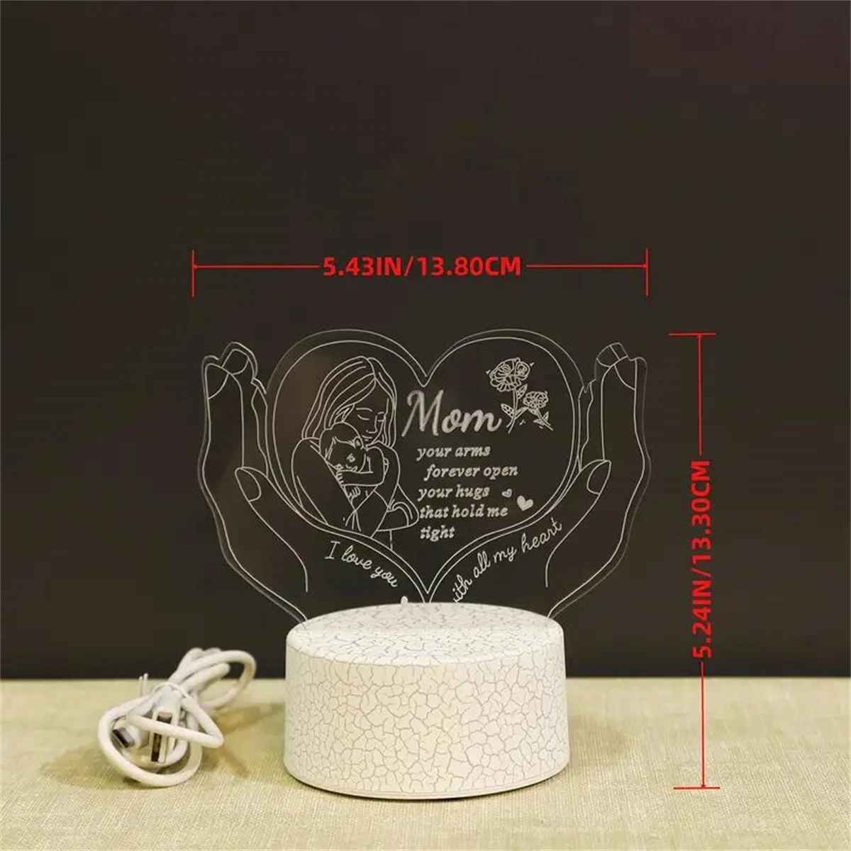 Mom 7-Color Changing Ambient 3D Night Light Lamp with Touch Control