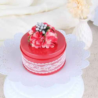 10pcs Wedding Circular Tin Candy Boxes – Party Favor for Wedding Celebrations