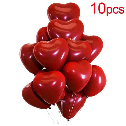 50/10pcs 10-inch Red Heart Inflatable Latex Balloons