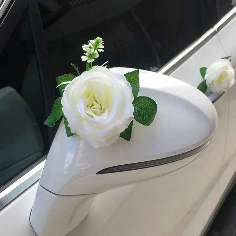 Elegant Artificial White Rose Flower for Wedding Car Decoration