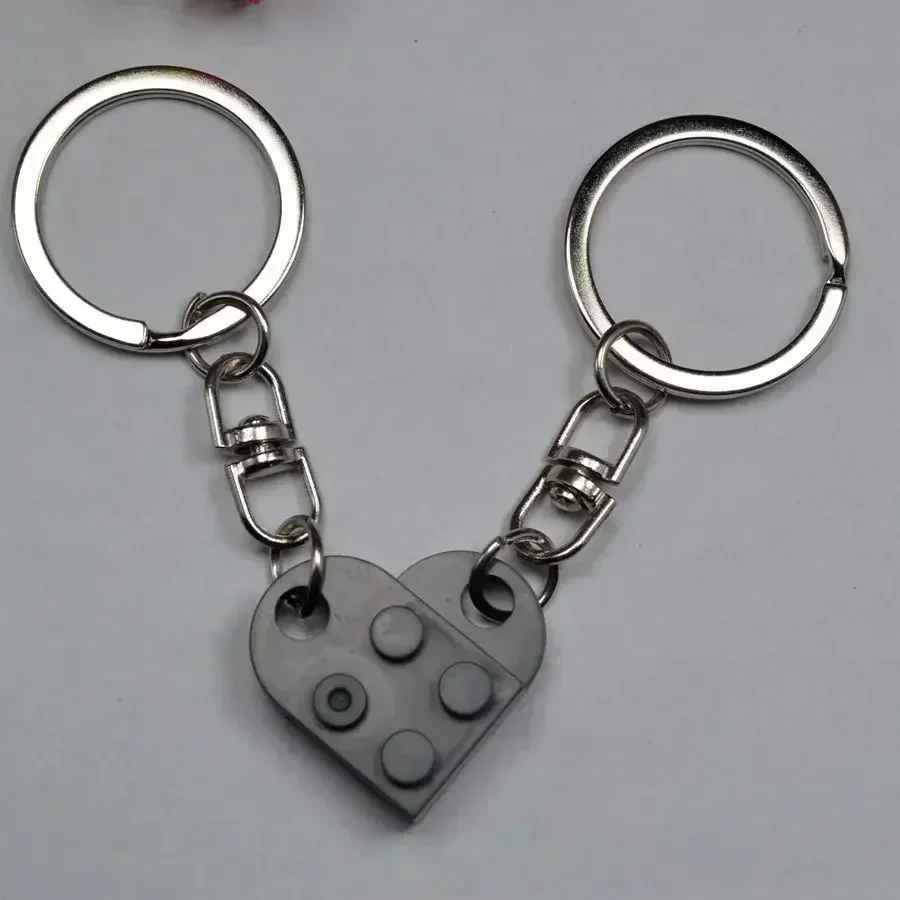 1Pair Cute Love Heart Building Block Couple Keychain