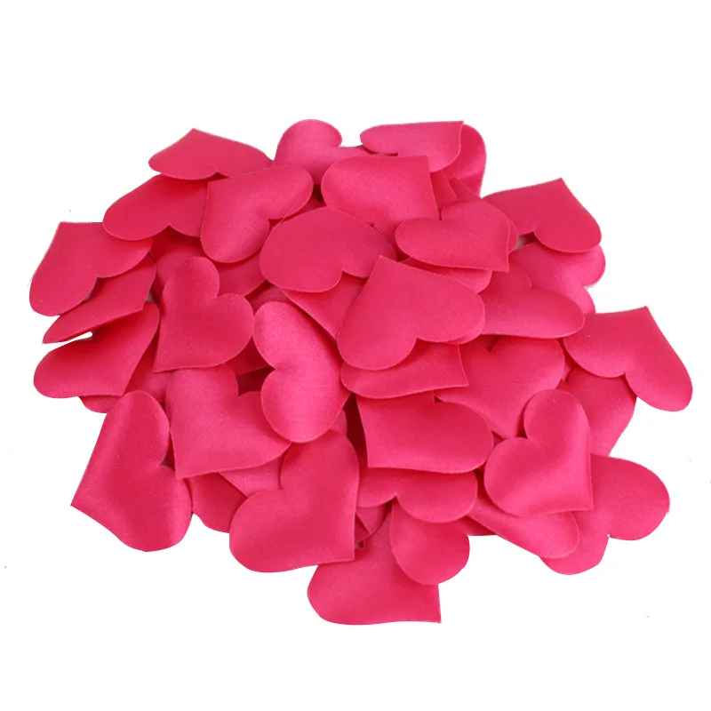 100Pcs 35mm Romantic Sponge Satin Fabric Heart Petals – Wedding Confetti, Table & Bed Decor, Valentine’s Day Decoration