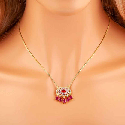 Flower Shape Zircon Pendant Necklace