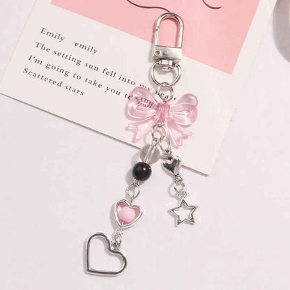 Goth Y2K Bow Heart Star Keychain Phone Charm