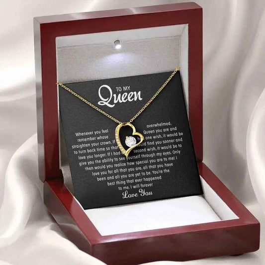 To My Queen Heart-Shaped Necklace with LED Gift Box