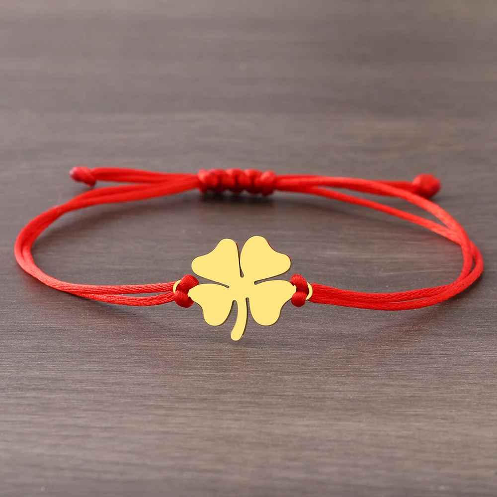 Trendy Clover Stainless Steel Rope Bracelets