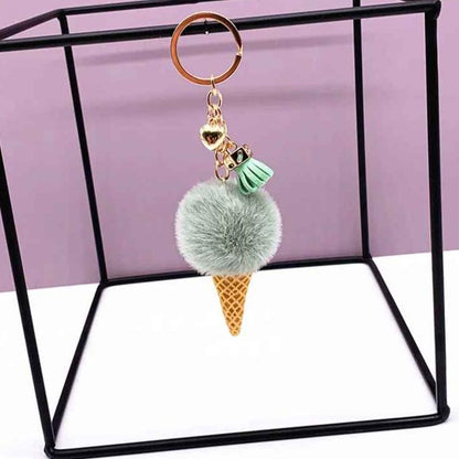 Plush Pompom Ice Cream Keychain