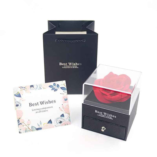 1 Set Mother's Day Eternal Artificial Rose Flower Jewelry Gift Box