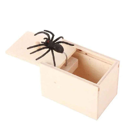 1Pc Wooden Prank Funny Spider Trick Scare Box