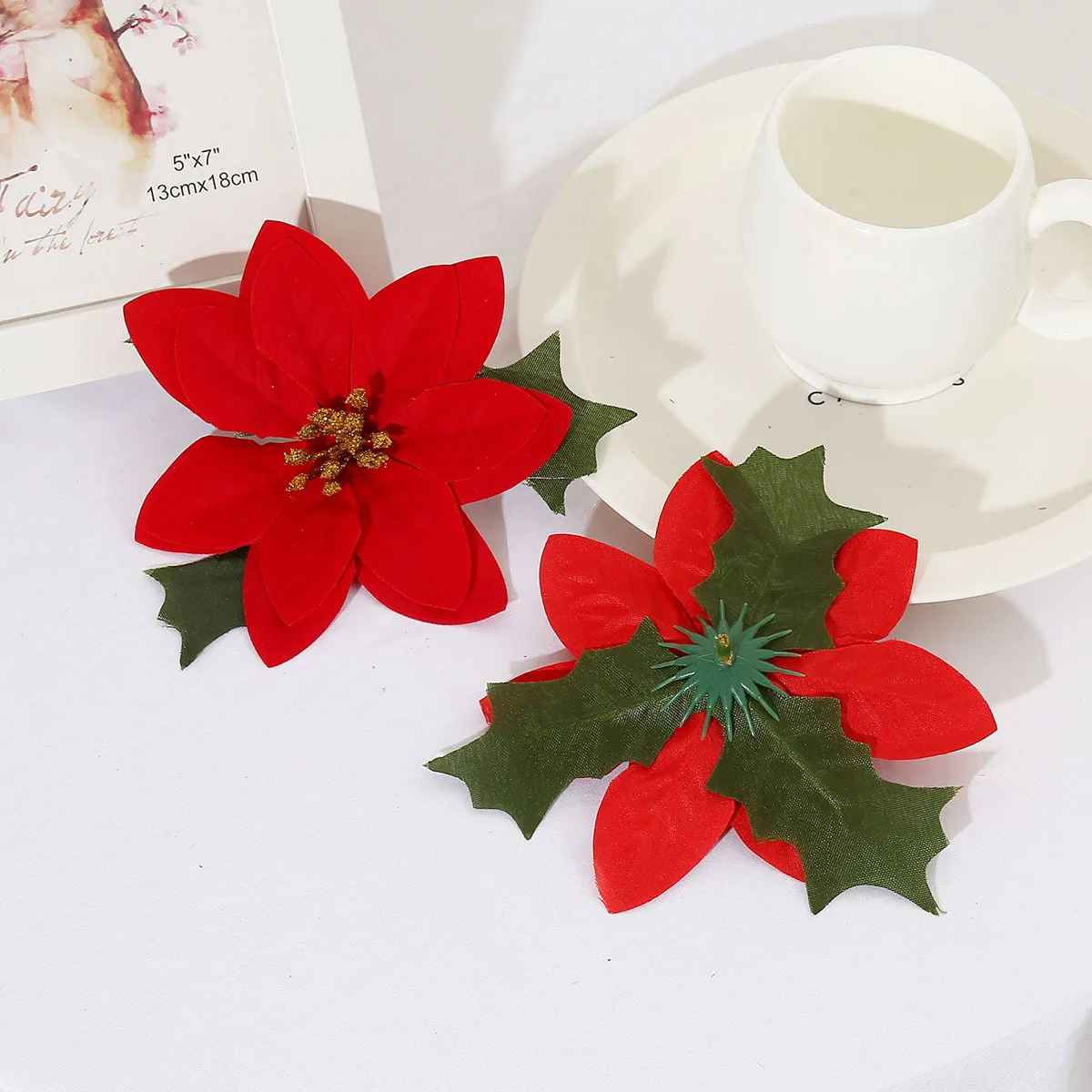 12cm Artificial Silk Poinsettia Red Flower