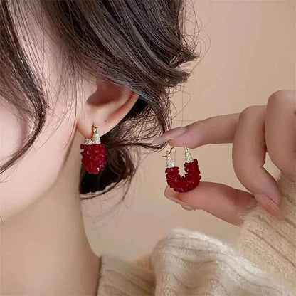 Red Crystal Hook Earrings