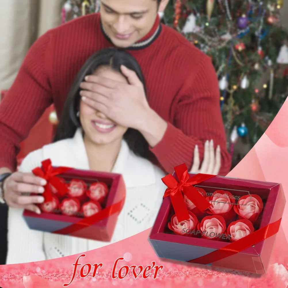 Romantic 6pcs Artificial Soap Rose Flower Gift Box