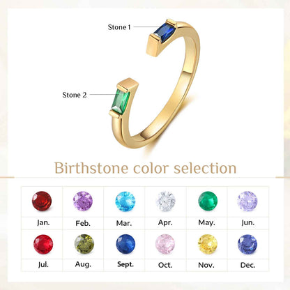 Minimalist Style Personalized Couple's Birthstone Ring