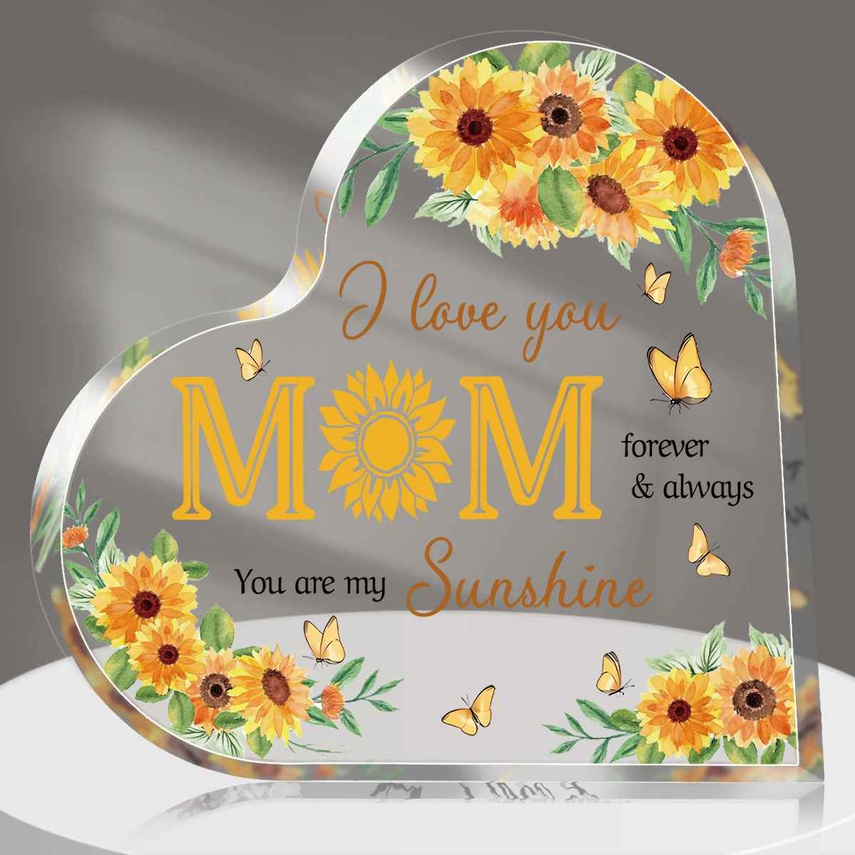 Message to Mom Transparent Acrylic Heart Plaque