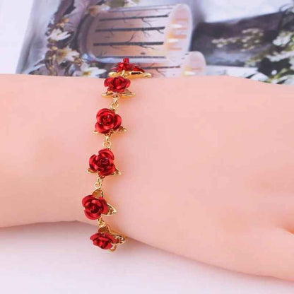 Romantic Adjustable Rose Link Chain Bracelet