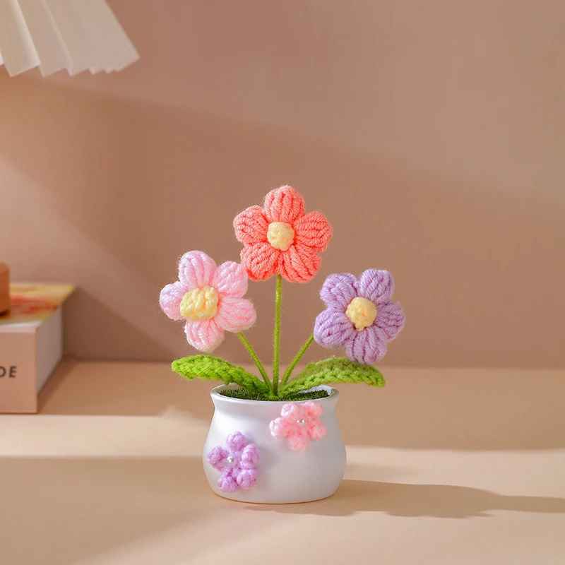 Artificial Crochet Potted Flowers