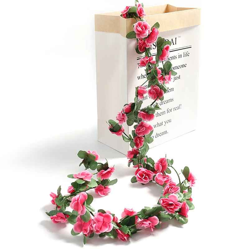 2.5m Artificial Silk Rose Flower Vine Wedding Garland