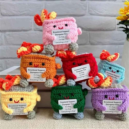 Cute Emotional Support Crochet Dumpster Fire Doll