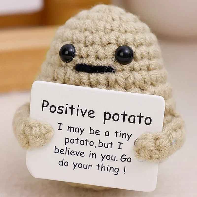 Cute Funny Emotional Support Positive Energy Potato Doll with Card