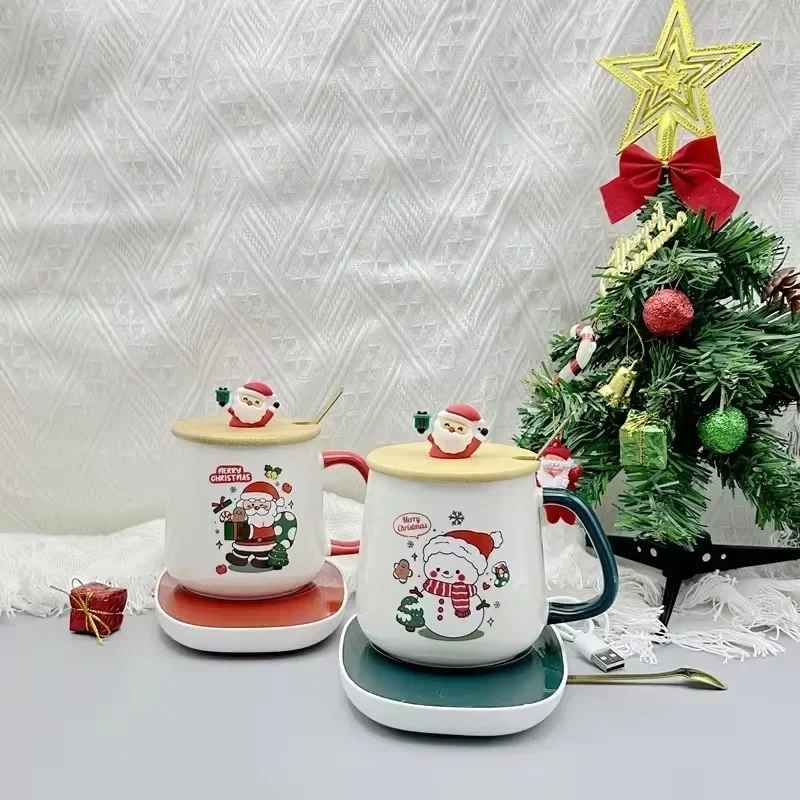 Christmas Warm Ceramic Mug with Lid Christmas Gift Set