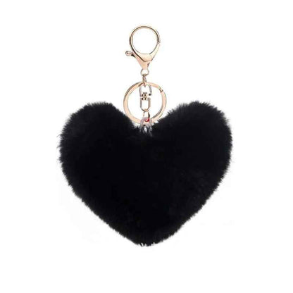 Cute Fluffy Love Heart PomPom Keychain