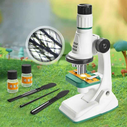 Children Microscope Kit 200x 600x 1200x Toy with LED Light