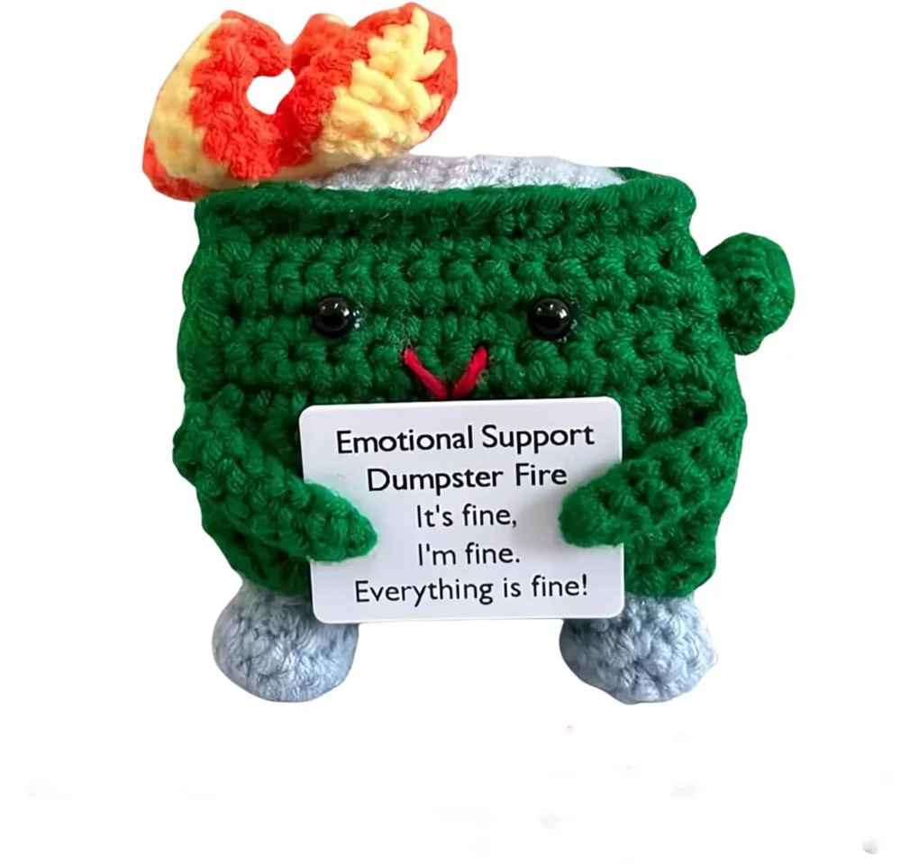 Cute Emotional Support Crochet Dumpster Fire Doll