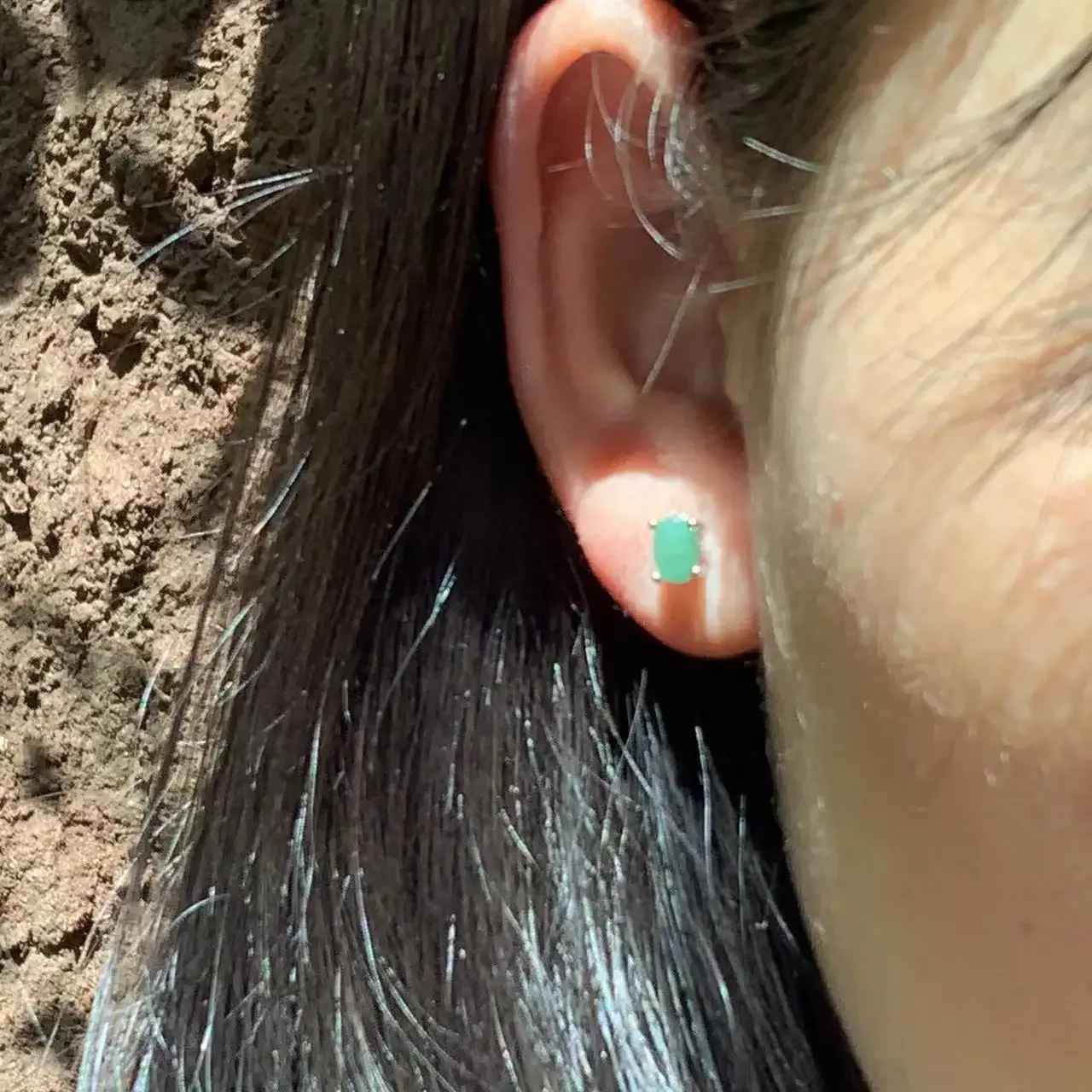 5x3mm Natural Emerald Earrings Silver Stud Earrings