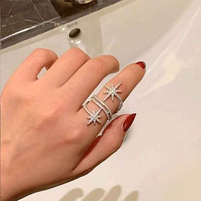 Light Luxury Niche Micro Inlaid with Stars Ring