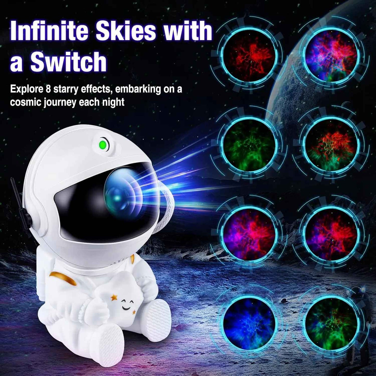 Astronaut LED Galaxy Star Projector Night Light