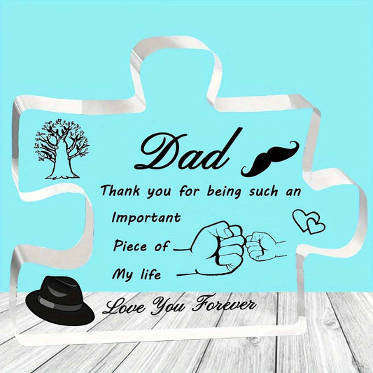 Puzzle Piece Shape Dad Message Acrylic Plaque Decor