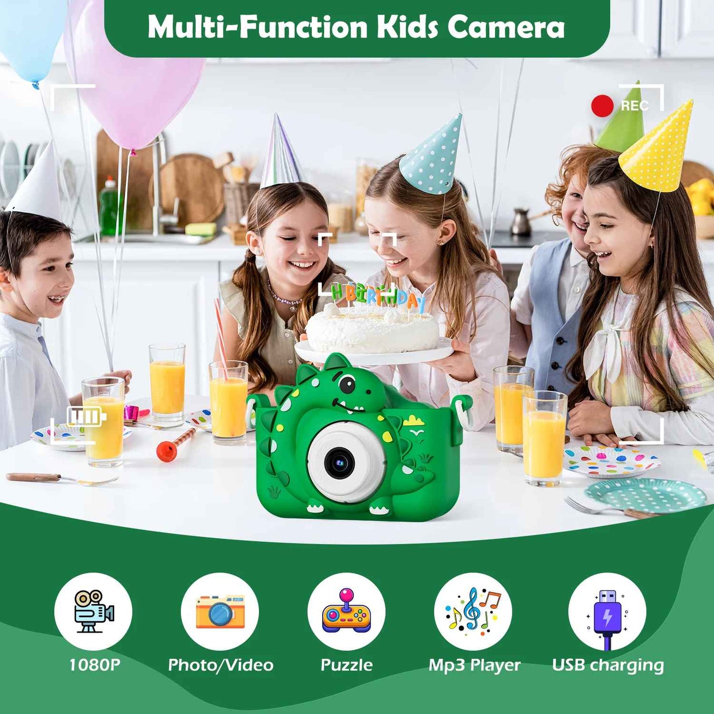 Kids 1080P HD Digital Cartoon Dinosaur Camera