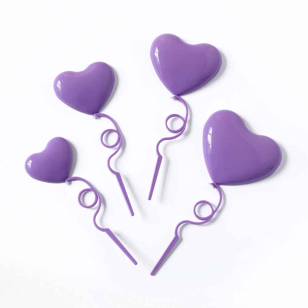 4Pcs/Set Mix Size Heart Balloons Cake Toppers – Valentine’s Day Party Supplies, Wedding Cake Dessert Decorations