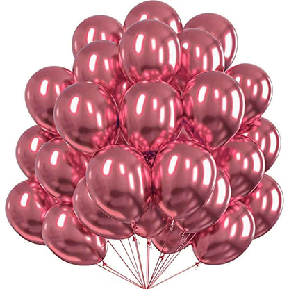 10Pcs 12Inch Color Chrome Metal Round Latex Balloons