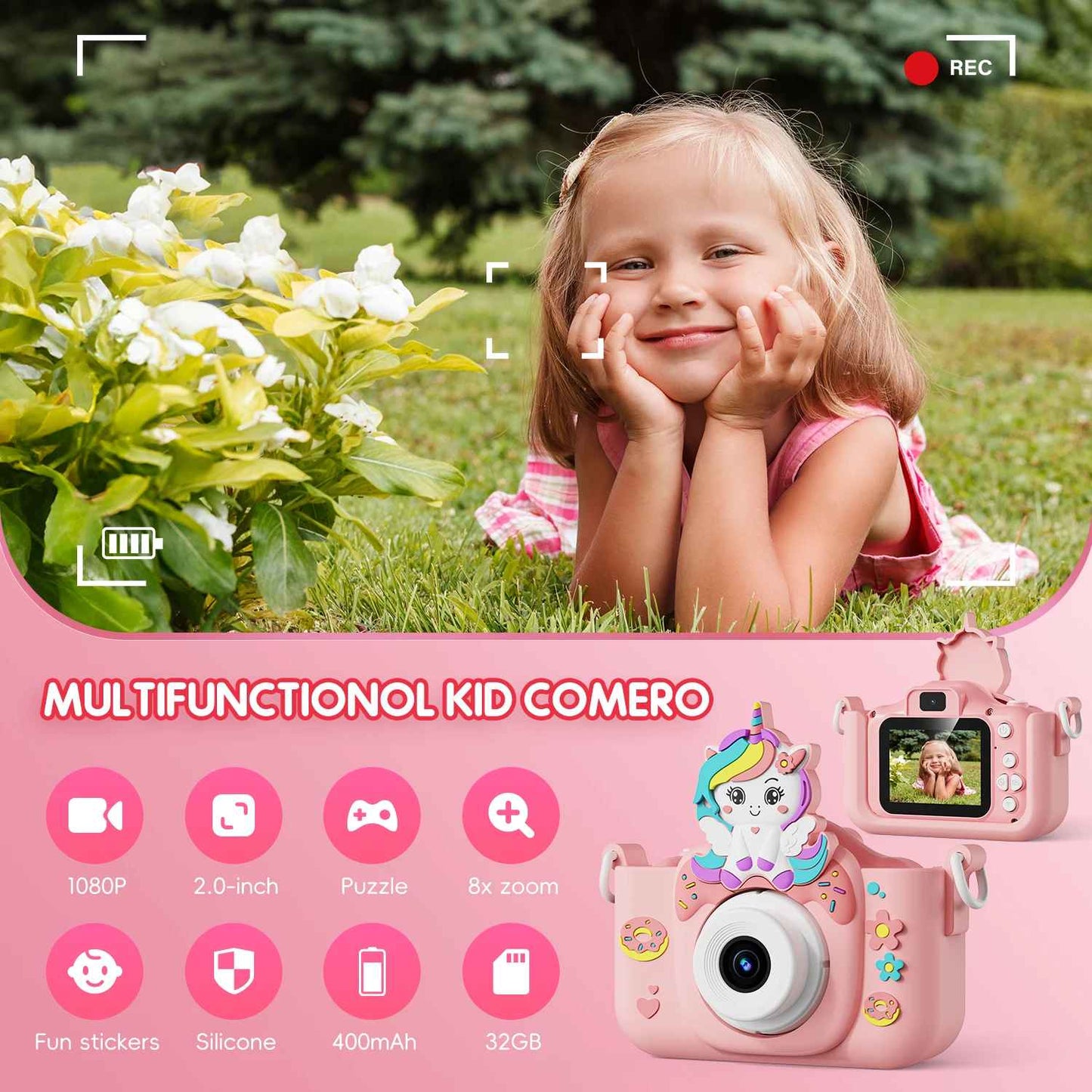 Children 1080P HD Screen Digital Camera with 32GB Card