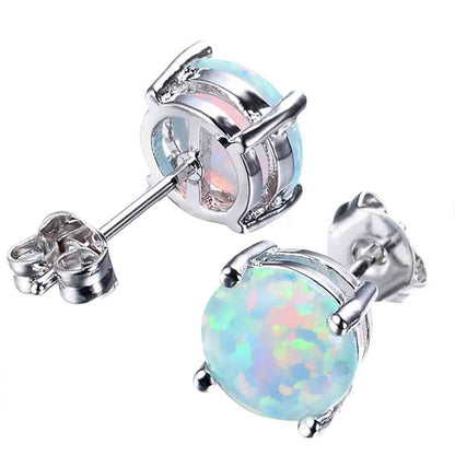 Bohemian Female 6mm Round Opal Earrings