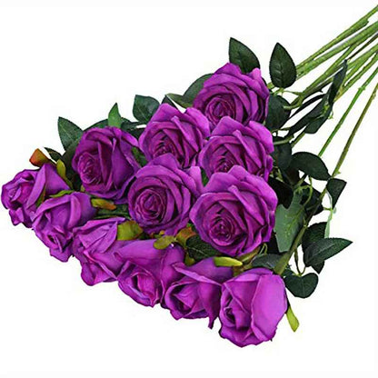 12pcs Realistic Artificial Rose Bouquet