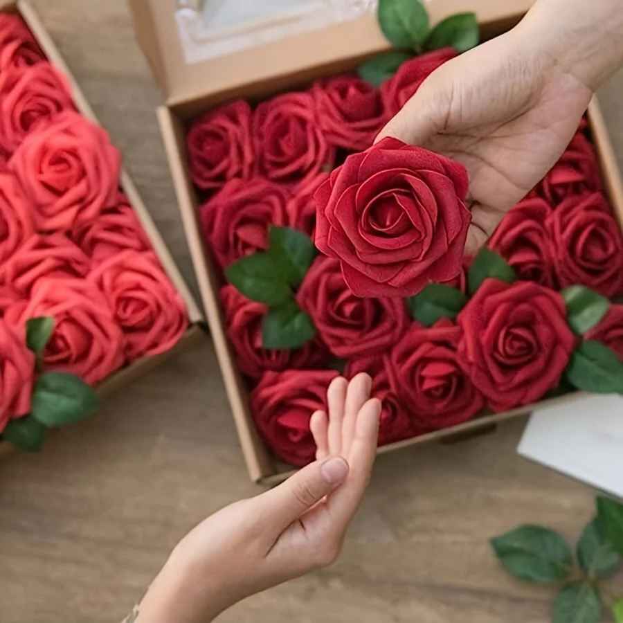 25pcs Artificial Rose Flowers with Stem