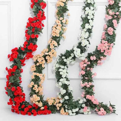 2.5m Artificial Silk Rose Flower Vine Wedding Garland