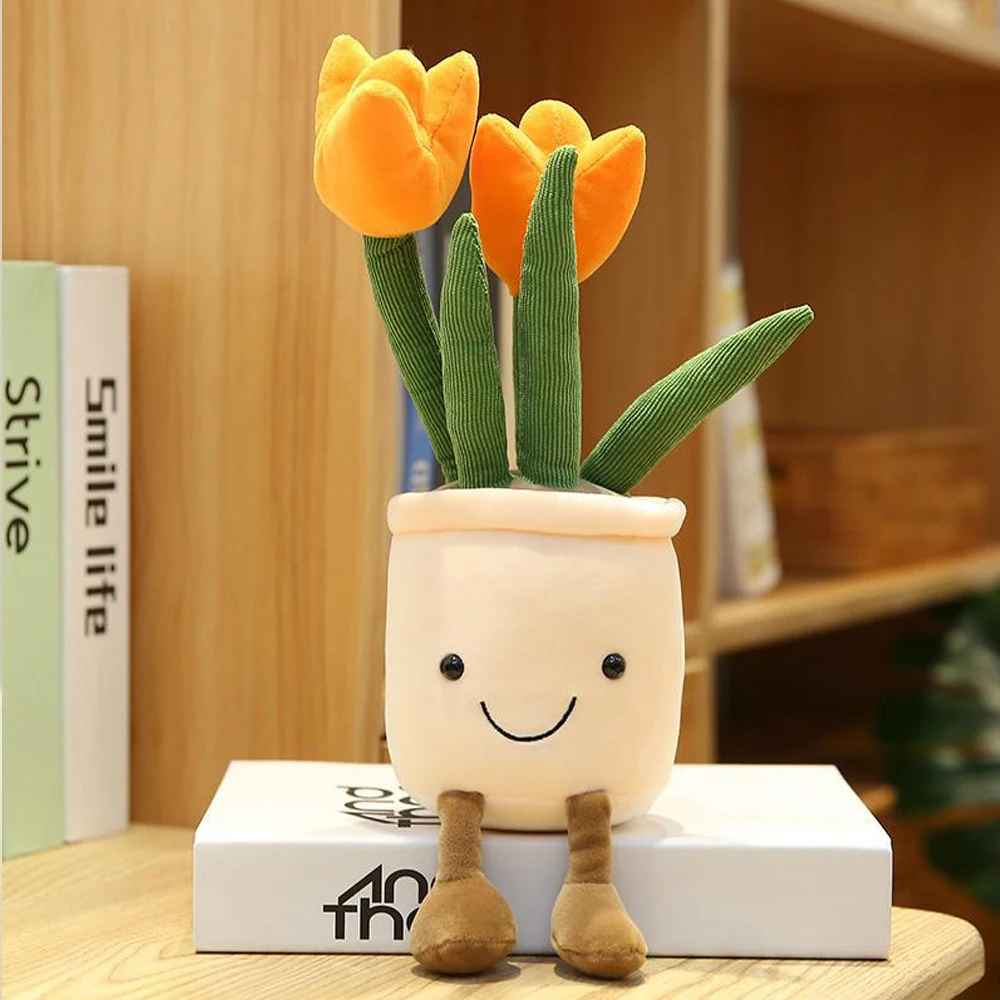 Cute Potted Tulip Plant Plush Doll