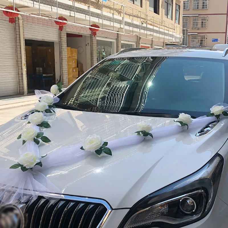 Elegant Artificial White Rose Flower for Wedding Car Decoration