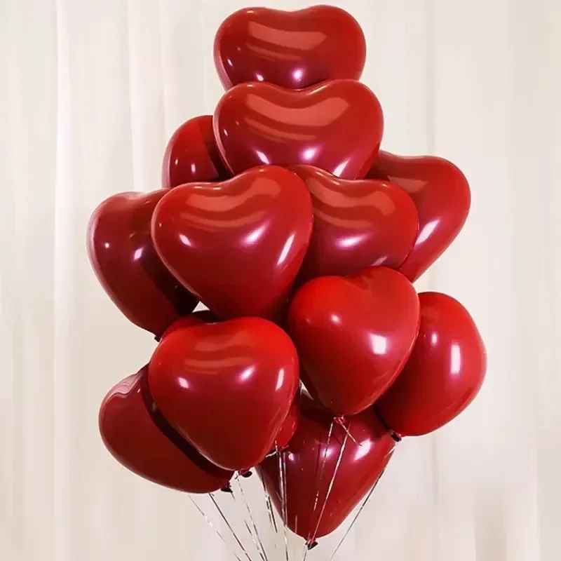 50/10pcs 10-inch Red Heart Inflatable Latex Balloons