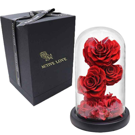 Grandeur Heart-Shaped Preserved Eternal Rose in Glass Dome