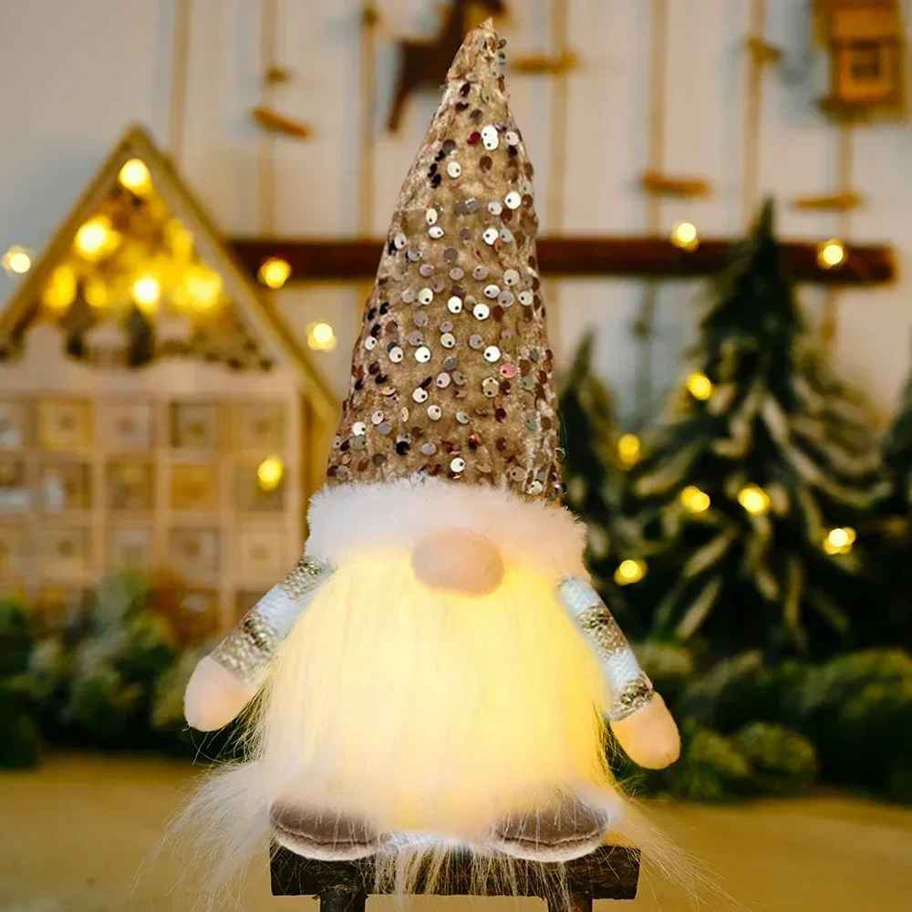 Glowing Knitted Gnome Plush Doll with LED Night Light